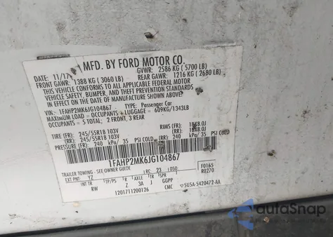 2018 Ford Police Interceptor from USA, damaged, VIN 1FAHP2MK6JG104867